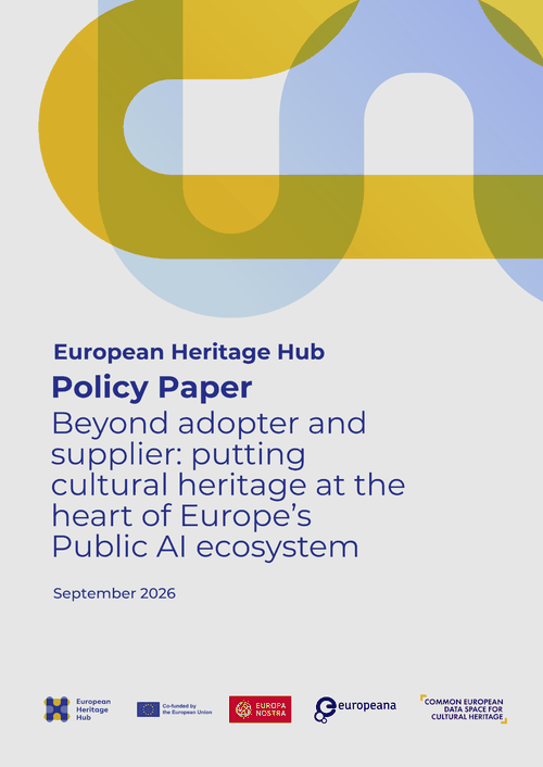 Cover of the European Heritage Hub policy paper Beyond adopter and supplier